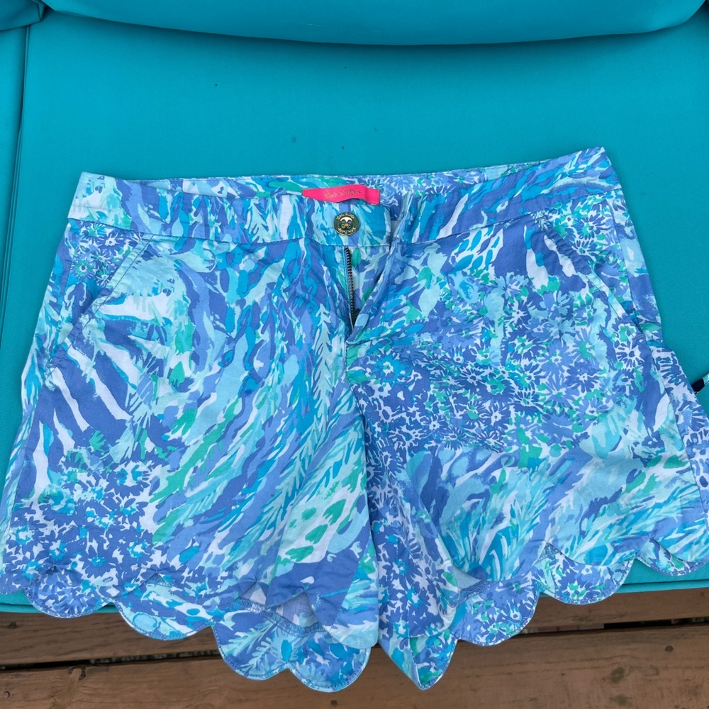 Lilly Pulitzer Blue  Shorts with Watercolor Print